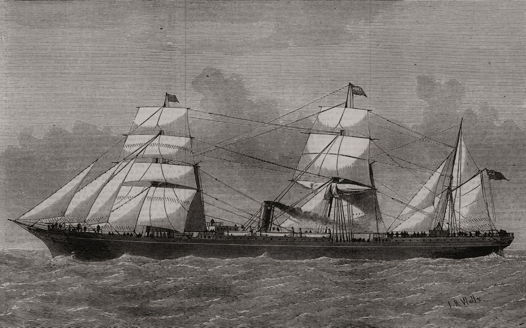 The St. Osyth, of the Orient Line from London to Australia 1874 old print